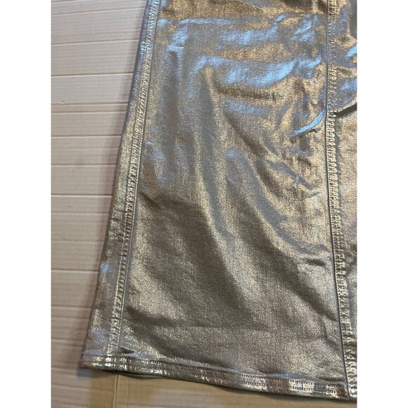 NWT-anthropologie Pilcro Silver Metallic silver Side-Slit Maxi Skirt Size M - Picture 9 of 15